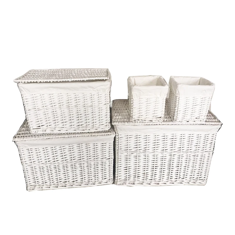 

willow storage basket white with lid lining clothing