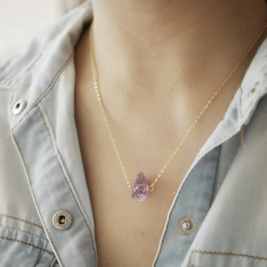 

14K gold Filled Chain Raw Crystal Quartz Gemstone Tiny Crystal Healing Stone Necklace