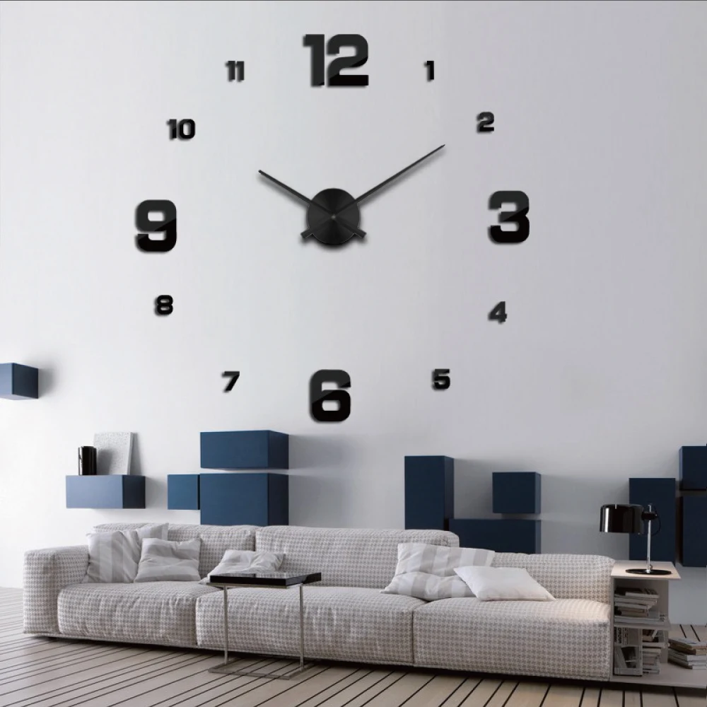 

DIY Mirror Wall Clock Luxury Home Decorative Art Clocks, Silver;black;gold