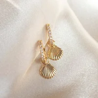 

LOZRUNVE Importador Jewelry 925 Silver Mini Gold Hoop Shell Dangle Earrings