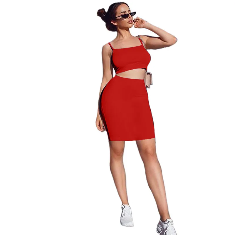 

2019 Sexy Solid Color Plus Size Women Night Club Two Piece African Dress, As picture