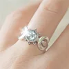 European Vintage Silver Color Inlaid Cubic Zirconia Rings for Women Ethnic Style Moon Sun Anniversary Rings Bride Jewelry Gifts