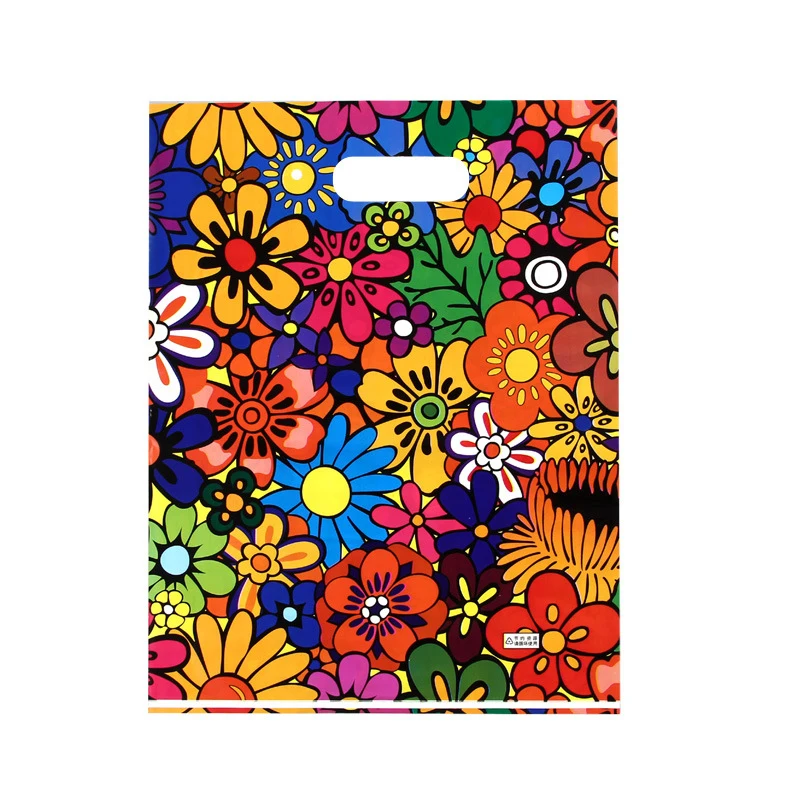 

100PCS/PACK Best Selling Shiny Hot Red 35*45 Plastic Retail Bags Custom Printed with Handles, Picture color