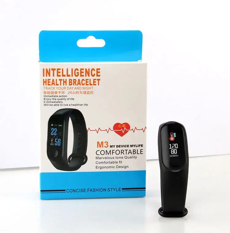 

2019 New Product Sports Healthy Bracelet Heart Rate Step Pedometer Call Alert M3 Smart Band