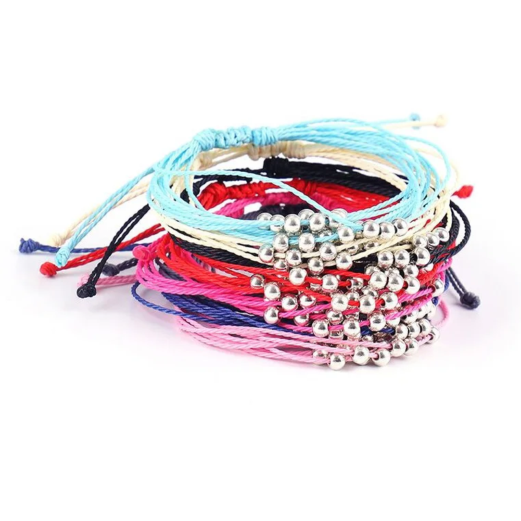 

Wax String Beads Strand Bracelet Handmade Adjustable Friendship Bracelet Handcrafted Jewelry Women, As picture