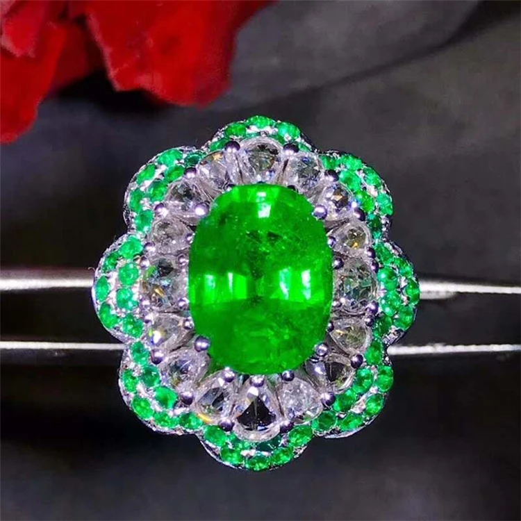 

valuable vivid green gemstone 18k gold South Africa real diamond natural tsavo rite ring for women