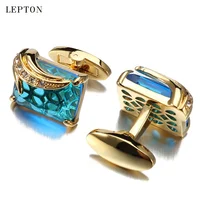 

High end Glass Cufflinks for Men Lepton Jewelry Factory Square Crystal Cuff links luxury wedding Groom CuffLink wholesale