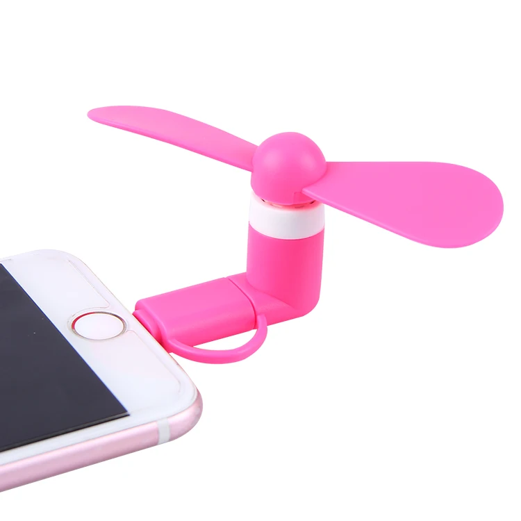 

Custom Logo Printing 2-in-1 For iPhone Android Portable USB Fan, Pink