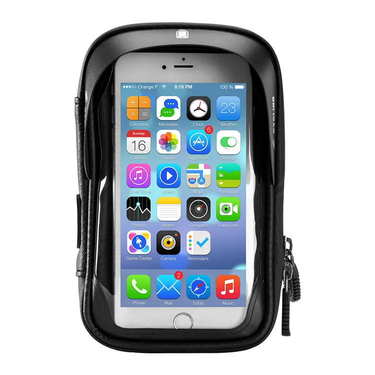 

Free sample touch screen 5.8/6inch bicycle front tube cycling phone case waterproof bike phone bag, Black;customized