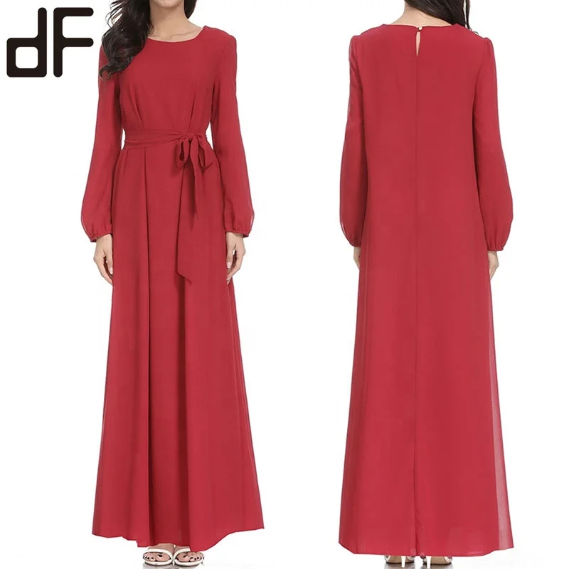 

wholesale women wear clothing abaya muslim dress 2019 long dress maxi muslim kaftan dress, Red