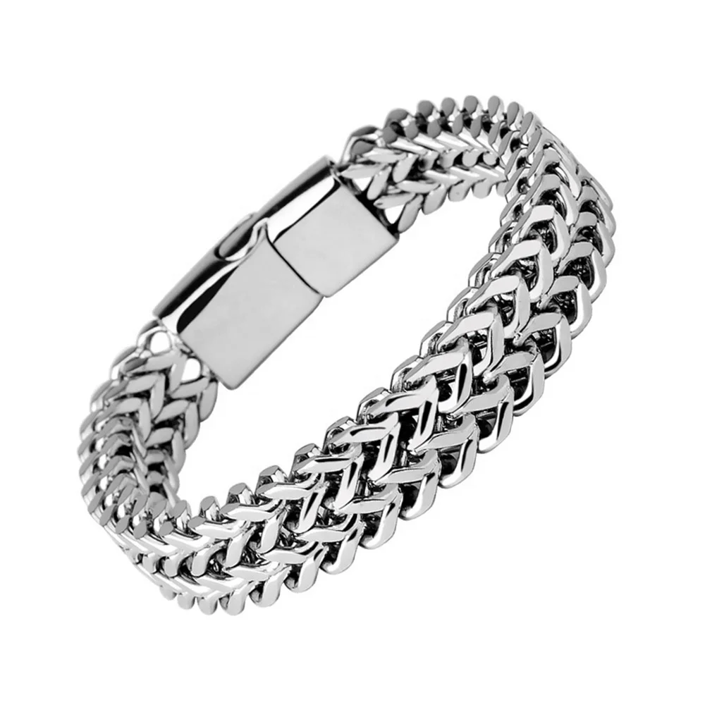 

Fashion Jewelry Manufacturer Wholesale In Stock Magnetic Clasp Stainless Steel Bracelet, Silver color, customized color