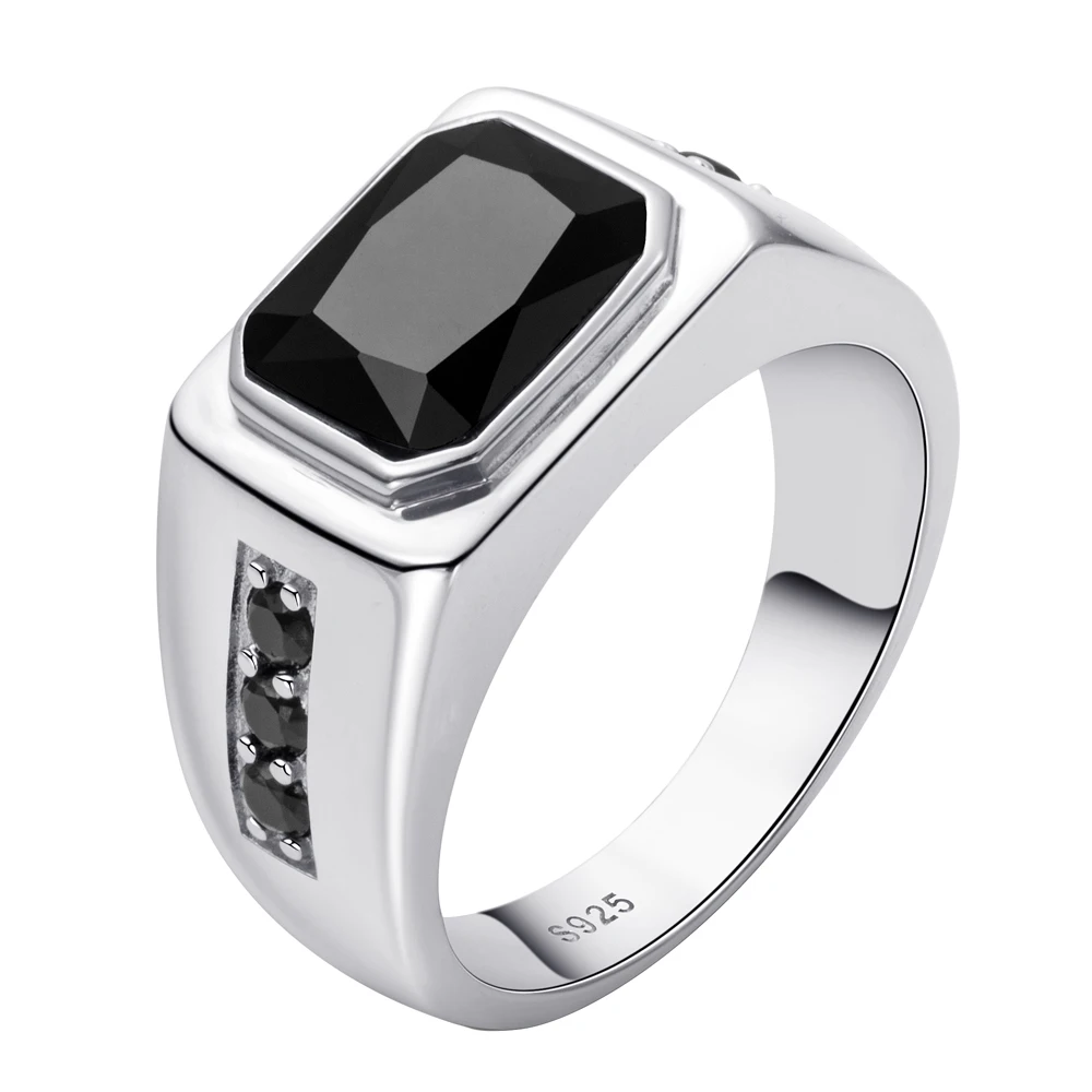 

925 sterling silver rings for men with obsidian, N/a