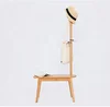 Bamboo Coat Rack Shoes Stool Coat Tree Hat Rack Clothes Hanging Rack For Home With 4 Hooks