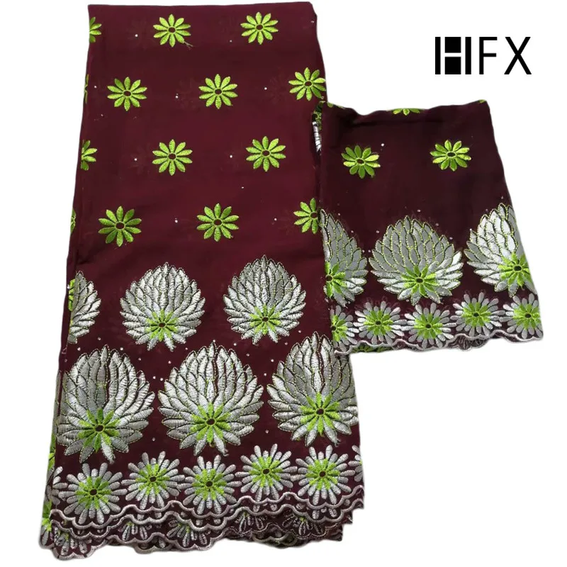 

Wholesale African Fashion Designs Dress Swiss Lace Fabric 2019 Nigerian Embroidered Cotton Voile Lace Fabric, Wine