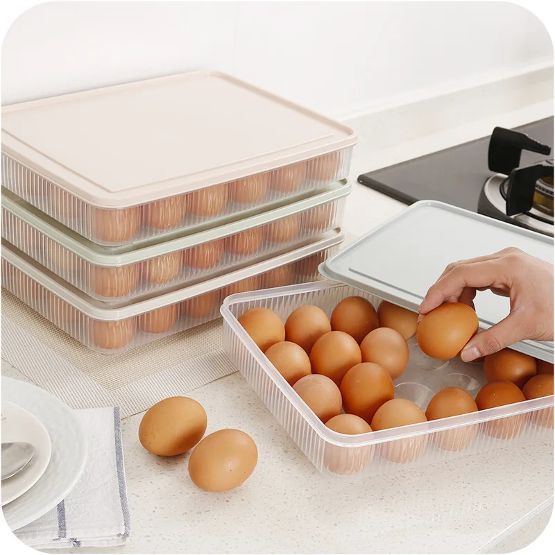 

Kitchen 24 grid portable fresh picnic plastic egg storage box, Multicolors