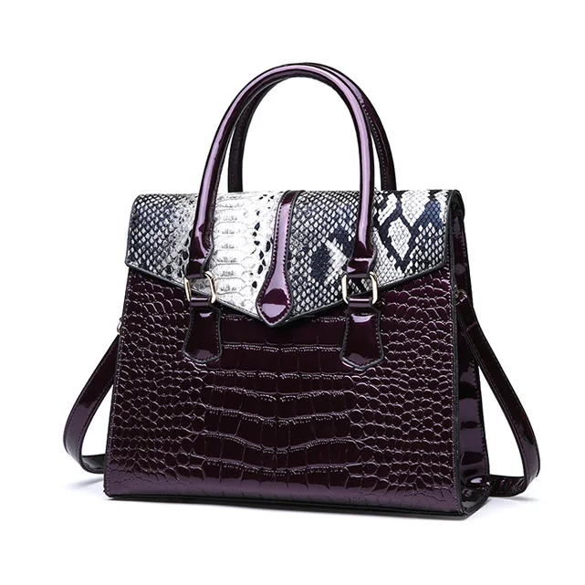 

new design BEARKY wholesale custom women ladies' alligator python snake croc skin crocodile leather pattern handbag bag, Black/brown/pruple/red,