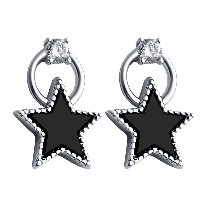 

Tonglin simple fashion black enamel star stud earring factory direct sale, Silver