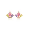 29904 Wholesale high fashion ladies jewelry colorful gemstone crown shaped stud earrings