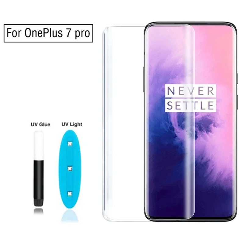 

3D Curved UV Liquid Full Glue Screen Protector Tempered Glass Film For Oneplus 8 Pro 1+7T Pro For Huawei P40 Pro With Retail Box, Clear color
