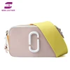 New hot selling brand design contrast color leather crossbody bags small bag with wide shoulder strap