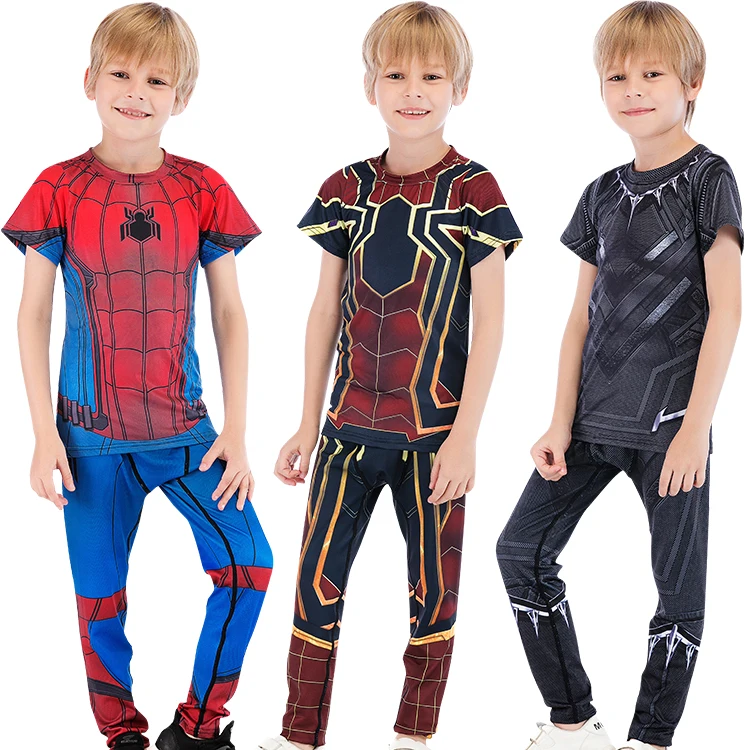 

Hot sale Kids Superhero Clothes Children's Style Costume Custom Full Printing Sports Tshirts And Pants