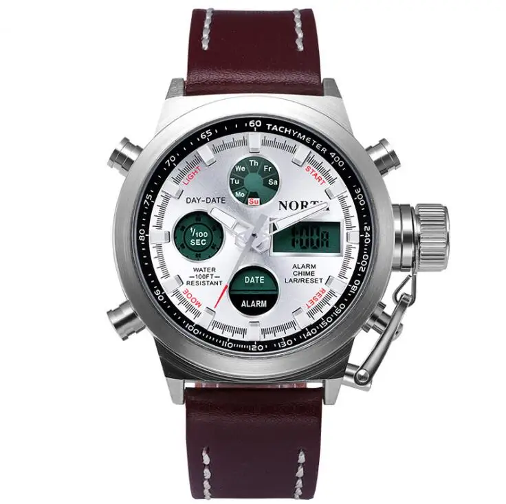 

North Man Wrist Watch Sport Leather Waterproof Watch Band Military Digital Quartz Fashion Watch NW6022