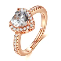 

Adjustable high-grade platinum plated / rose gold plated heart ring set with zircon wedding ring for women