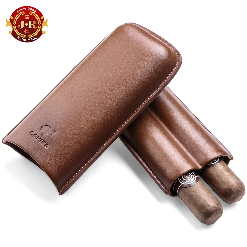 

CIGARLOONG 2019 NEW Cigar Case Cigar Moisturizing Set Portable Fit 2 Sticks Cigar Humidor Case with Exquisite Gift Box CLH-0111, Brown/black