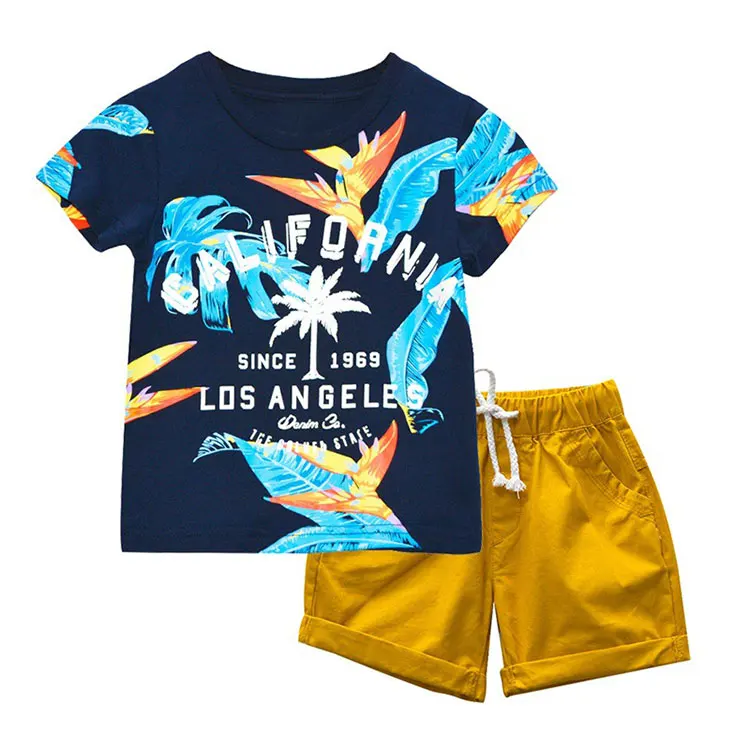 

Wholesale kids summer clothing printing boys suit sets