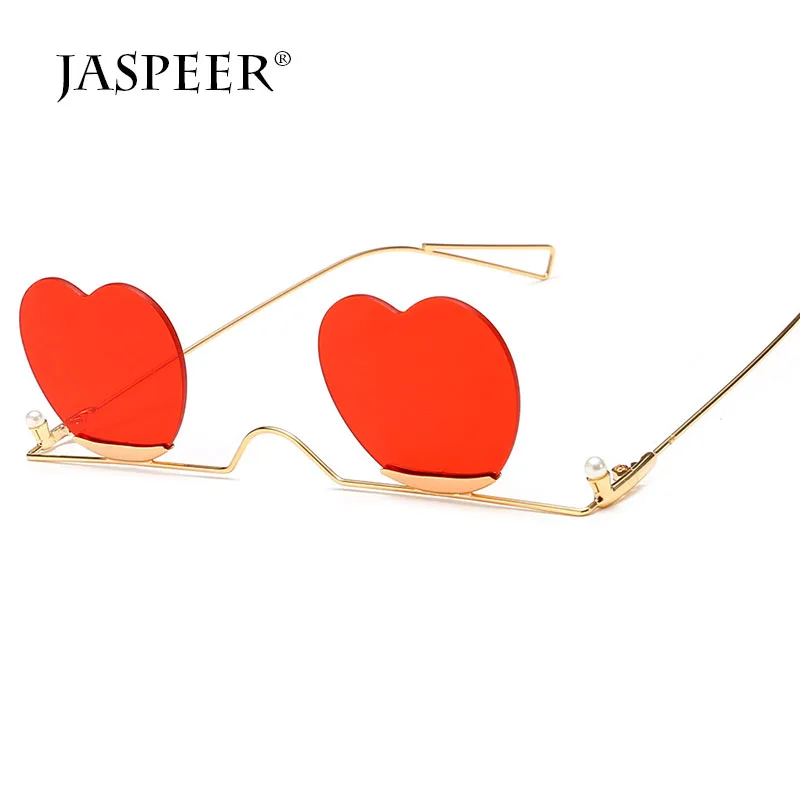 

Jaspeer FDA&CE Made in China 2019 Marine Sunglasses pearl gradient Rimless heart sunglasses