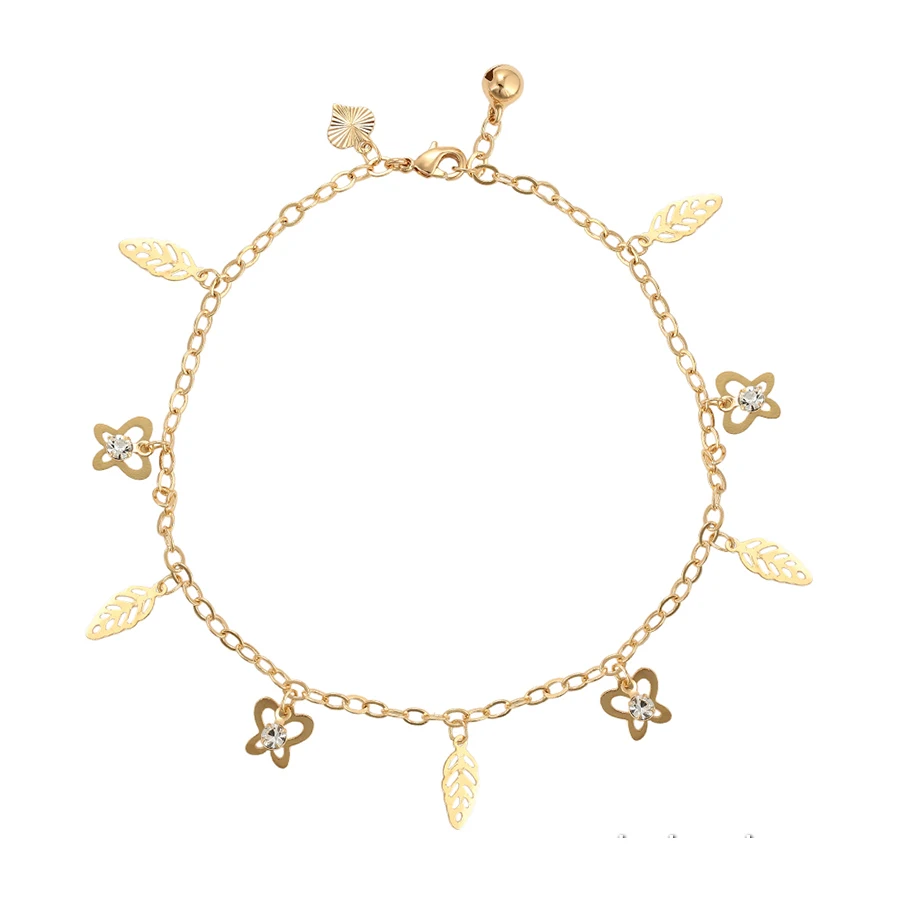 

75937 Xuping fashion gift jewelry gold plated butterfly and leave shape crystal charm bracelet