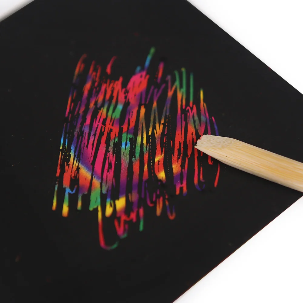 
Scratch Art Notes Set With 130 Sheets With Wooden Stylus Rainbow Mini Notes Scratch Magic Notes 