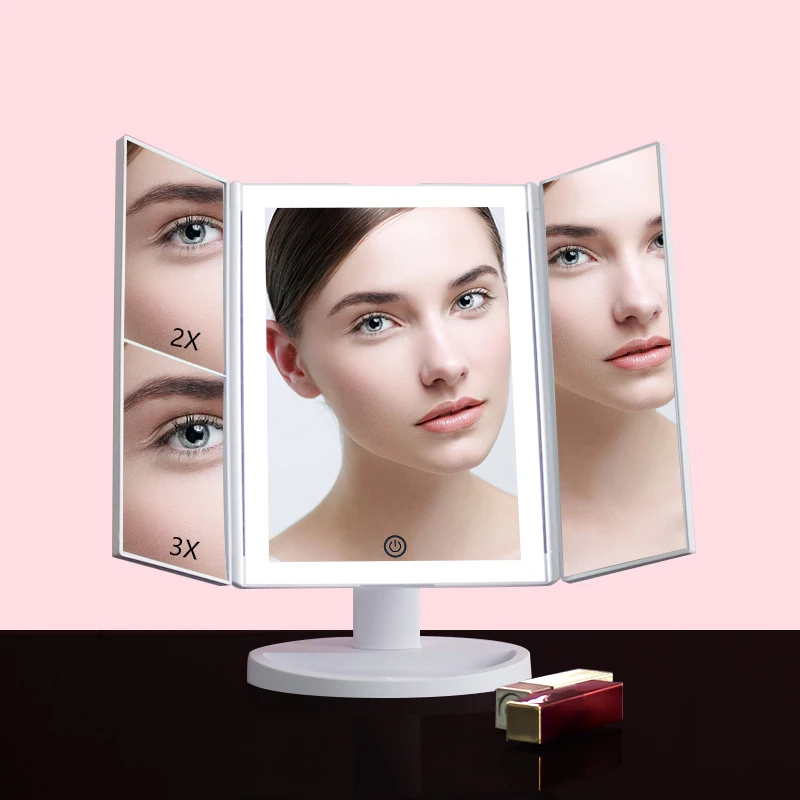 

Amazon Hot Sale 36 led Vanity Light Beauty Touch Dimmable Led Makeup Trifold Mirror, Customized color