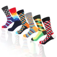 

Wholesale middle calf custom logo happy socks funky soft cotton sports men's athletic socks