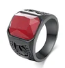 Man's fashion stainless steel red big stone ring designs