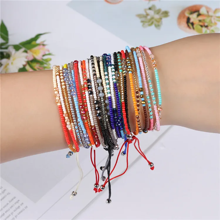 

New Boho 3 Layer Braided Rope Colorful Woven Friendship Adjustable Women Men's Beads String Bracelet Jewelry