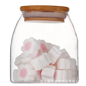 Image of High borosilicate glass food storage jar with wooden lids
