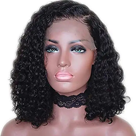Short curly bob  full lace wig with baby hair remy indian women human hair wigs