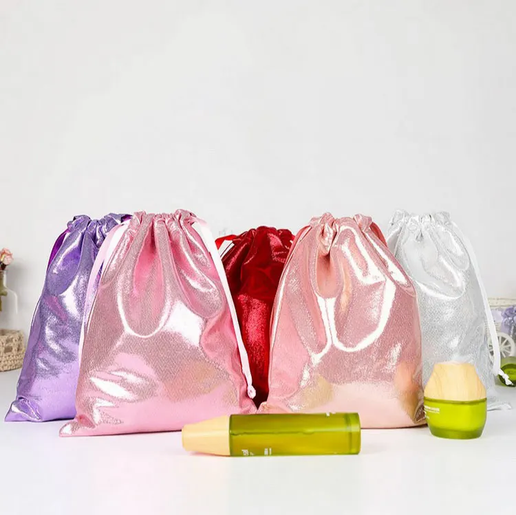 

Fresh Color Drawstring Cosmetic Bag Jewelry Storage Sequin Drawstring Bag, Purple, pink, white, red or customized