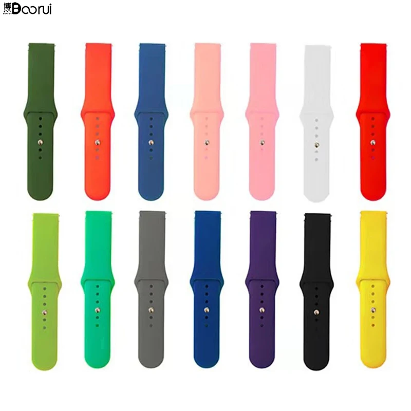 

BOORUI 20/22mm Watch Strap Silicone Bracelet For Xiaomi Amazfit Bip Bit Pace straps Correa For Huawei Watch 2/Samsung Gear S2, Black red;black gray;black apple green