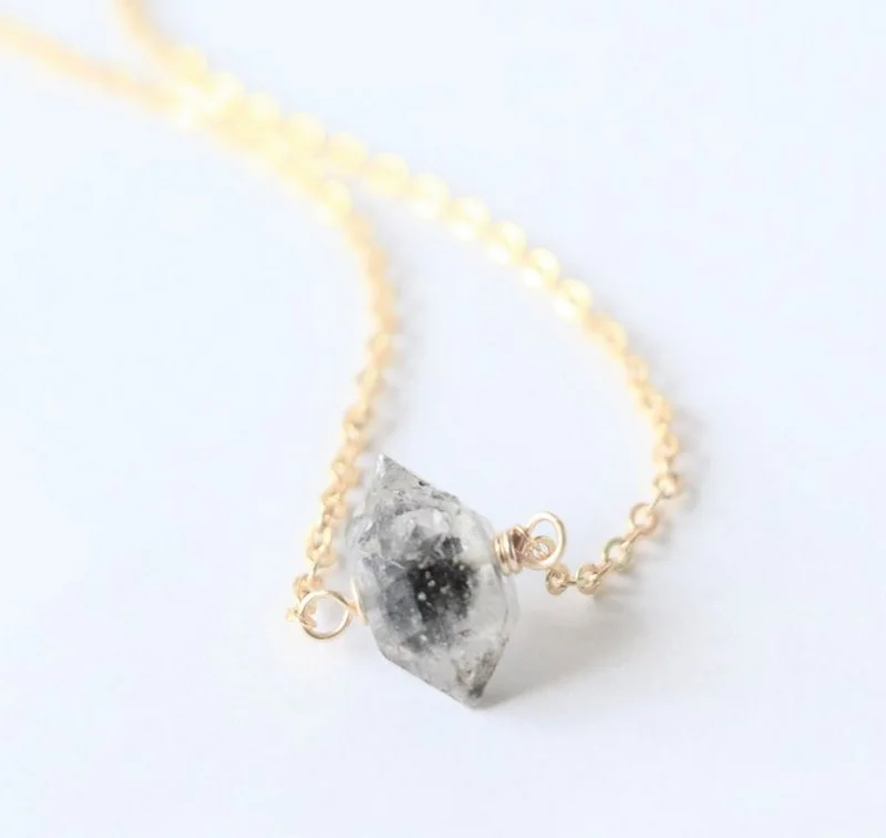 

Herkimer Diamond Raw Crystal Gemstone Necklace,Raw Quartz Necklace