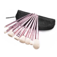 

Free Sample Christmas Gift 10 Piece Custom Logo Glitter Handle Makeup Brushes With Beauty Bag