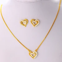 

xuping jewelry Latest Design heart shaped pave crystal gold plated zircon jewelry sets