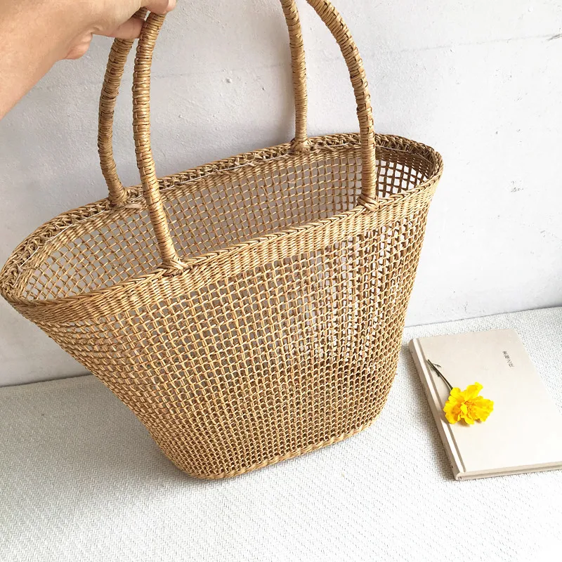 

Hollowed-out straw hand-woven travelling single-shoulder women's beach bag, Yellow/can choose any color in the color card