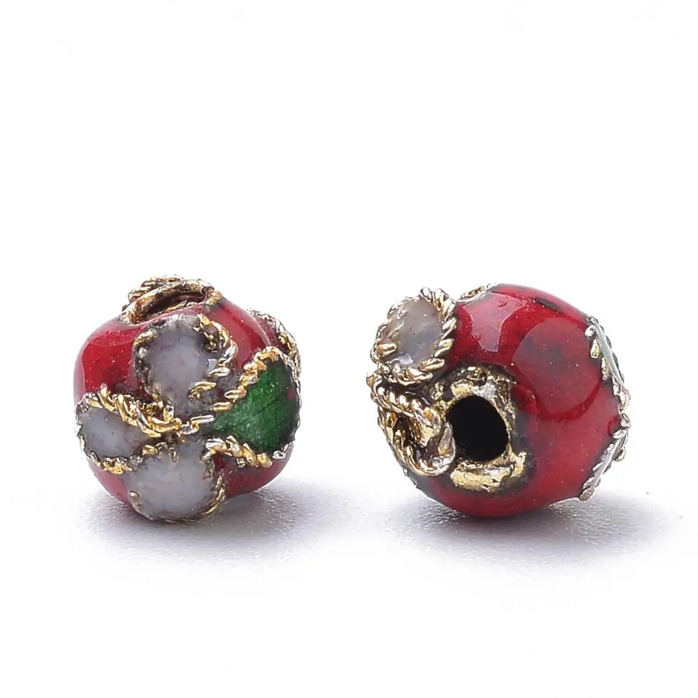 

PandaHall 6mm Round Mixed Color Filigree Handmade Cloisonne Beads
