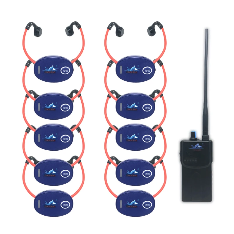 

10 H-902 Waterproof Wireless Suit Bone Conduction Headset And 1 Command Transmitter For Swimming Training Communication, Black / blue /orange