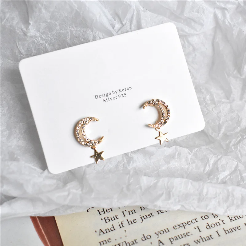 

Fashion Lovely Gold Color Star Moon Stud Earrings For Women Korean Gold Earrings Set Jewelry Accessories, Picture