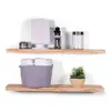 Deep Clean Edge Floating Shelves Handmade Clear Coat Finish Floating Shelf Brackets Beautiful Pine Wood Wall Decor (Set of 2)