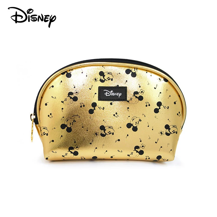 

DISNEY FAMA SEDEX Authorized Factory Beauty Accessory Cosmetic Bags Mickey Mouse Minnie Makeup Bag With Gold PU leather For lady, Customized color