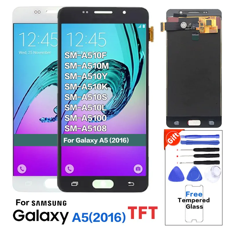 

LCD For Samsung Galaxy A5 2016 A510 A510F A510M SM-A510F LCD Display Touch Screen Digitizer Assembly, Black;white